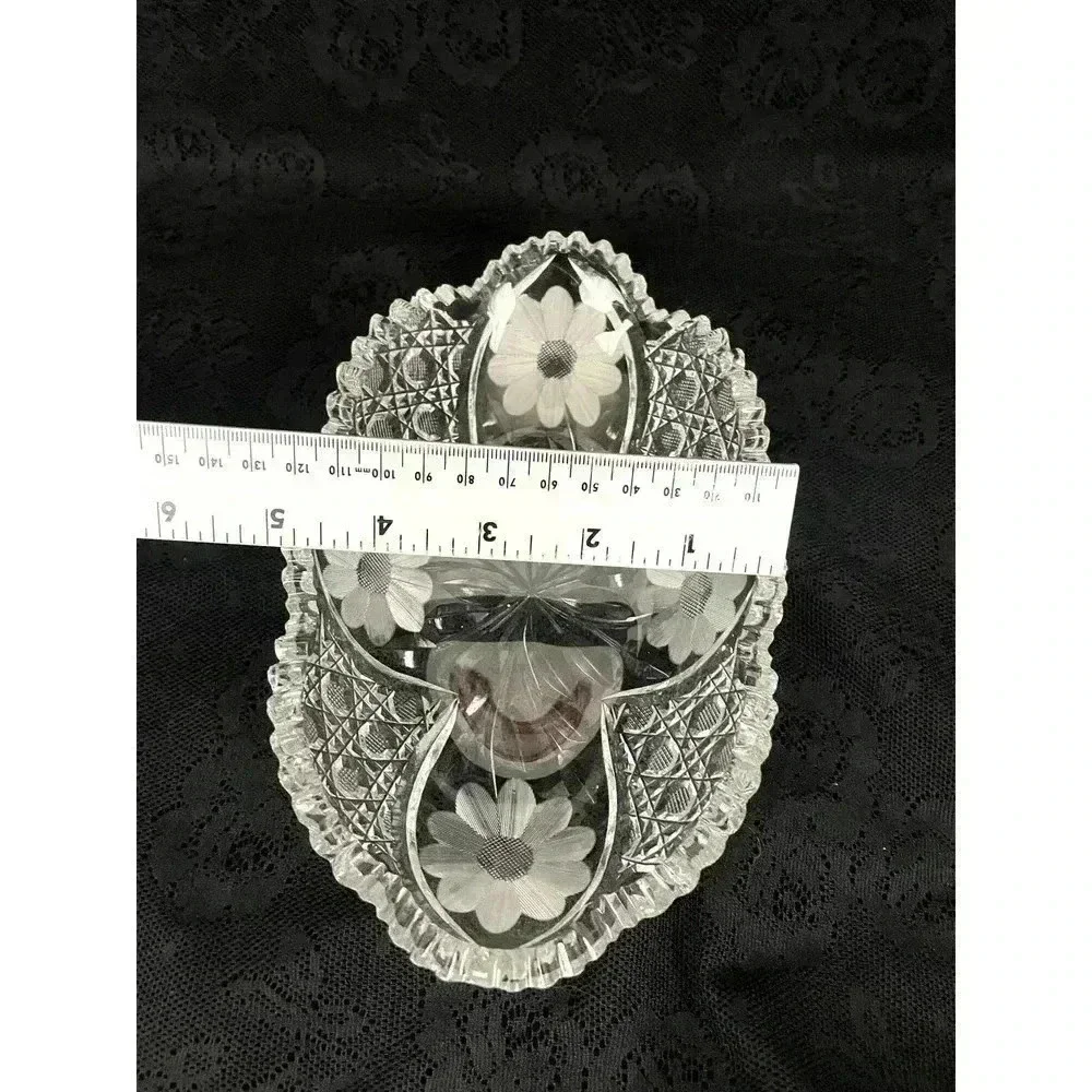 ABP Style Oblong Clear Cut Crystal Dish with‎ Sawtooth Rim American Brilliant